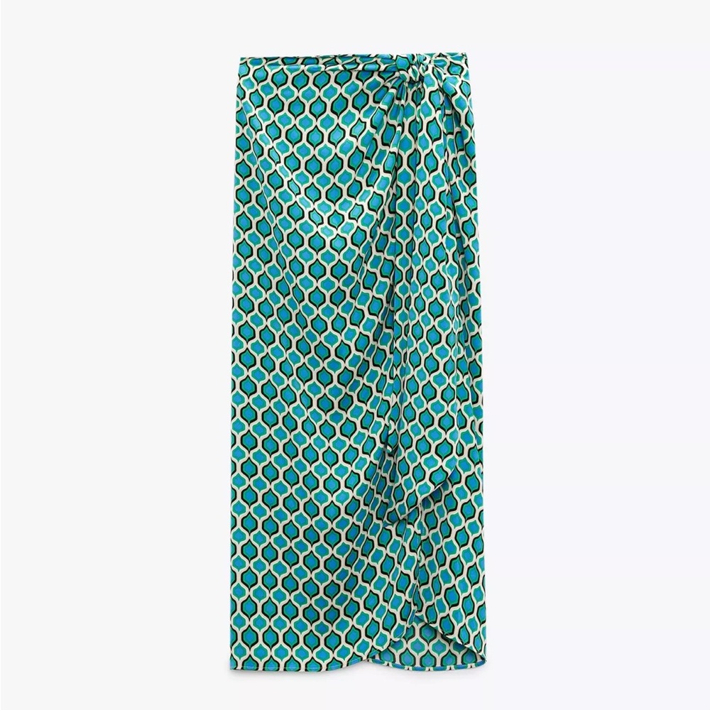 Zara Teal and Yellow Geometric Swim Cover-Up